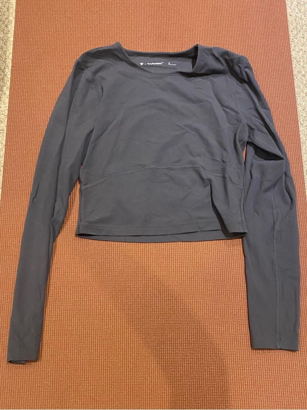 TNA Long-Sleeve Cropped Active Top - Charcoal